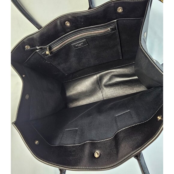 Saint Laurent Noé Rive Gauche Large Tote Bag Black Calfskin Leather YSL Shopper - Picture 11 of 13